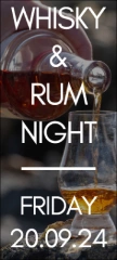 Ticket Whisky & Rum Night 
<br />Freitag, 20. September 2024
<br />(Wert: Fr. 40.00, inkl. Fr. 10.00 Einkaufsgutschein)
<br />
